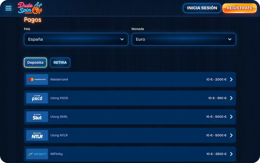 pagos del casino dudespin